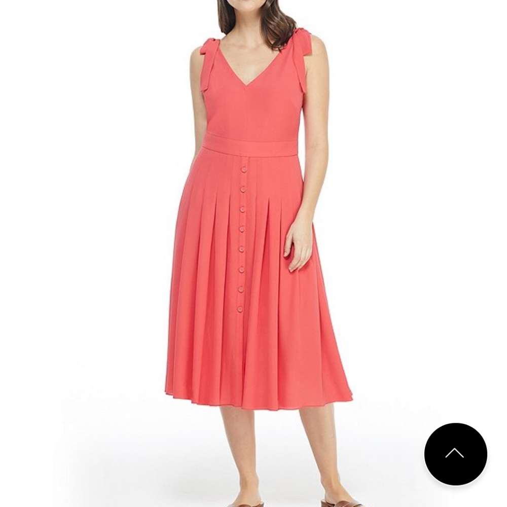 Gal Meets Glam Coral Button-Front Midi Dress